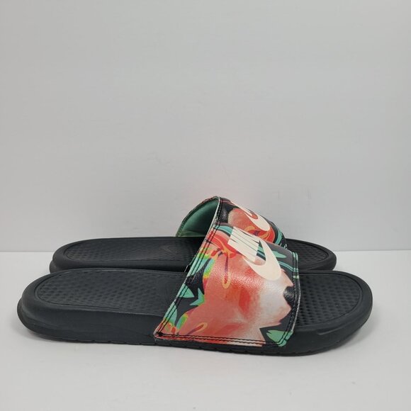 Nike Benassi JDI Shoes - Nike Benassi JDI Floral Slide Women's Red Hibiscus Sandals 618919-019 US Size 10